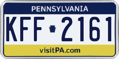 PA license plate KFF2161