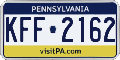 PA license plate KFF2162
