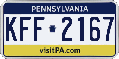 PA license plate KFF2167