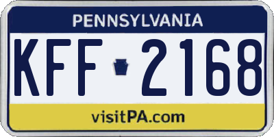 PA license plate KFF2168