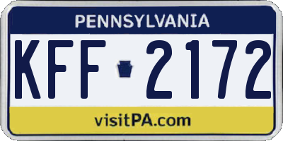 PA license plate KFF2172