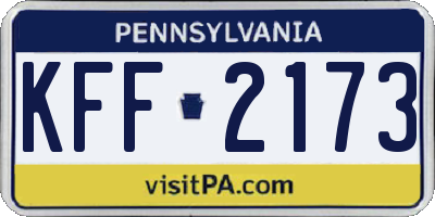 PA license plate KFF2173