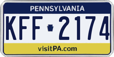 PA license plate KFF2174