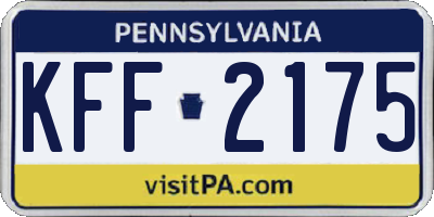 PA license plate KFF2175