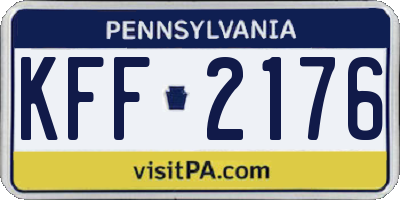 PA license plate KFF2176