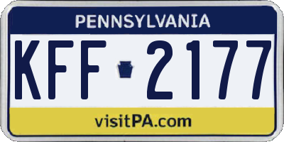 PA license plate KFF2177