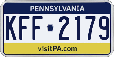 PA license plate KFF2179