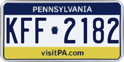 PA license plate KFF2182