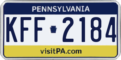 PA license plate KFF2184