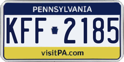 PA license plate KFF2185