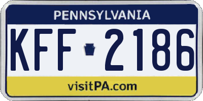 PA license plate KFF2186