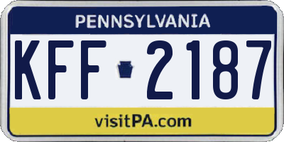 PA license plate KFF2187