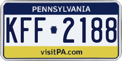 PA license plate KFF2188