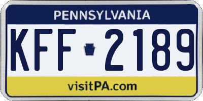 PA license plate KFF2189