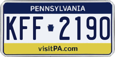 PA license plate KFF2190