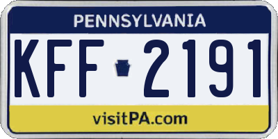 PA license plate KFF2191