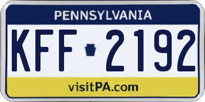 PA license plate KFF2192