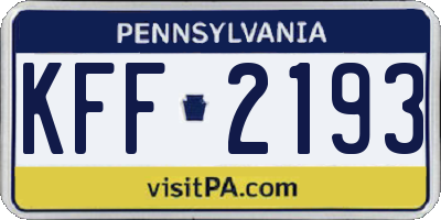 PA license plate KFF2193