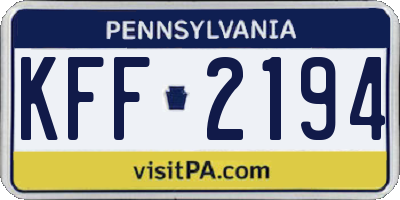 PA license plate KFF2194