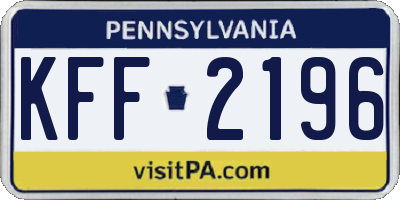 PA license plate KFF2196