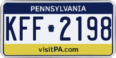 PA license plate KFF2198
