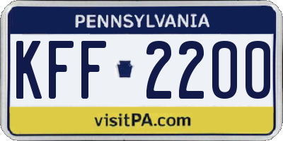 PA license plate KFF2200