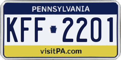 PA license plate KFF2201