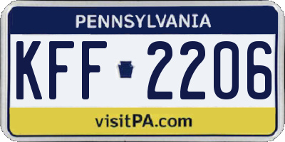 PA license plate KFF2206