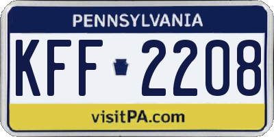 PA license plate KFF2208