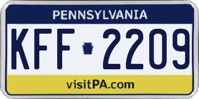 PA license plate KFF2209