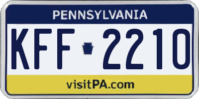 PA license plate KFF2210