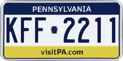 PA license plate KFF2211