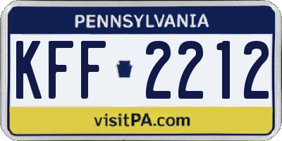 PA license plate KFF2212