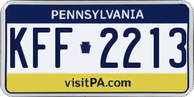 PA license plate KFF2213