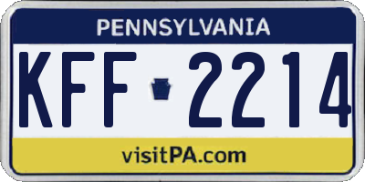 PA license plate KFF2214
