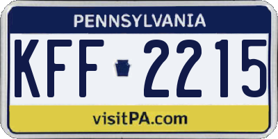 PA license plate KFF2215