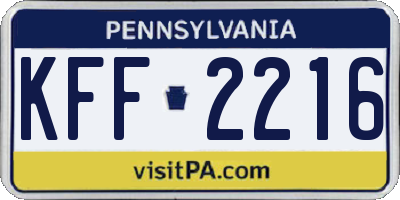 PA license plate KFF2216