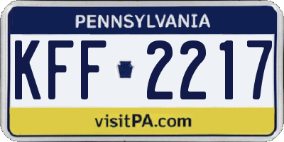 PA license plate KFF2217