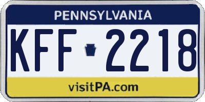 PA license plate KFF2218