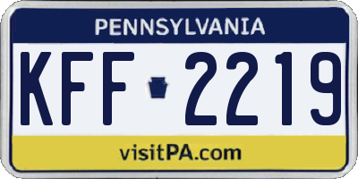 PA license plate KFF2219