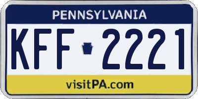 PA license plate KFF2221