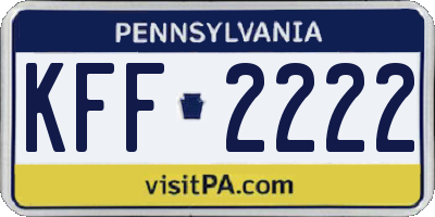 PA license plate KFF2222