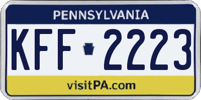 PA license plate KFF2223