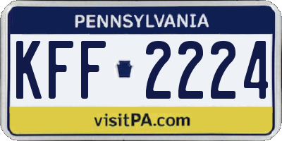 PA license plate KFF2224