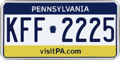 PA license plate KFF2225