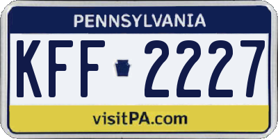 PA license plate KFF2227