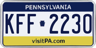 PA license plate KFF2230
