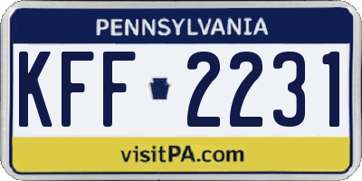 PA license plate KFF2231