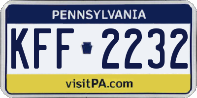 PA license plate KFF2232