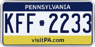 PA license plate KFF2233